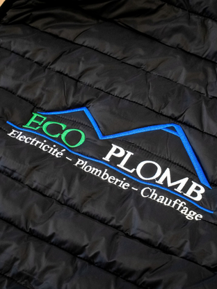Doudoune brodée Eco Plomb, électricité plomberie chauffage